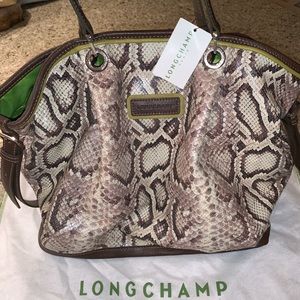 Longchamp Cuir Snake Leather Tote Bag